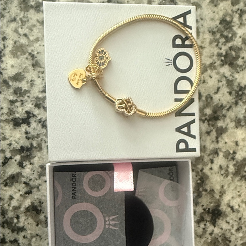 Pandora Gold Heart Charm Bracelet